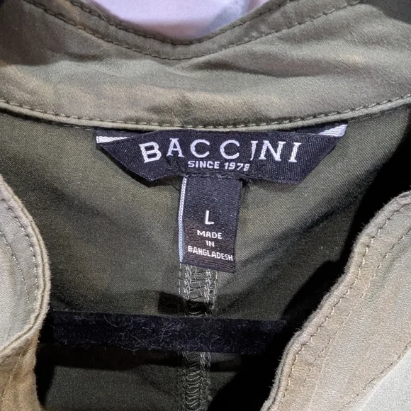 Baccini Army Green jacket, lightweight, size LARGE 4 front pockets. Button up - Picture 4 of 14